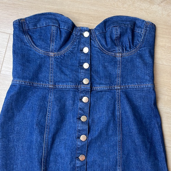 Reformation Blue Nikki Strapless Bustier Denim Mini Dress, SIZE 10 1155 - Picture 6 of 8